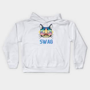 Cat wearing glass swag Kids Hoodie